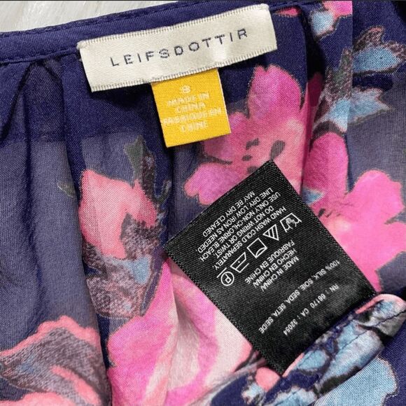 Anthropologie Leifsdottir Blue Floral Silk Top Size 8 - Picture 7 of 8